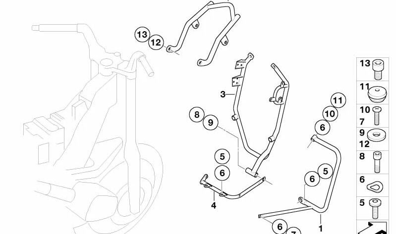 Basisunterteilhalterung OEM 46717688677 für BMW R850R, R1150R, Rockster Motorräder. Original BMW Motorrad.