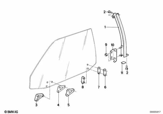 Guide de fenêtre avant droit pour BMW E24 (OEM 51331888042). BMW d'origine