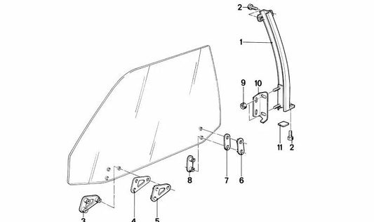 Guía inferior izquierda OEM 51331888035 para BMW E24. Pieza original BMW.