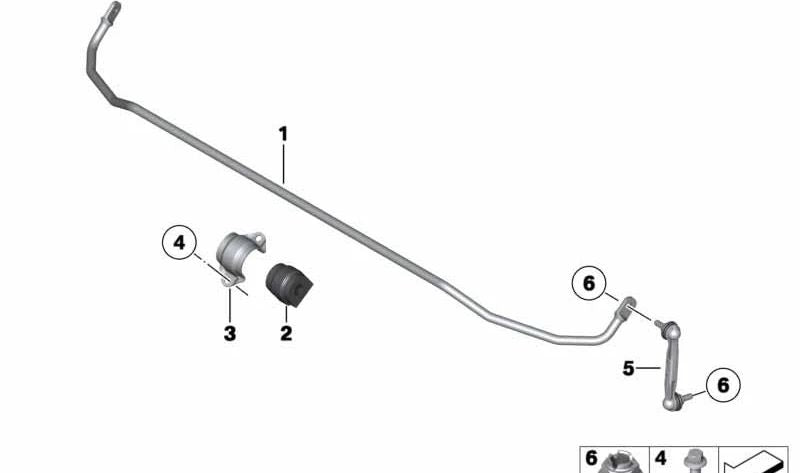 Barra estabilizadora trasera OEM 33556853473 para BMW F20, F21, F22, F23, F30, F31, F32, F33, F36. Original BMW.