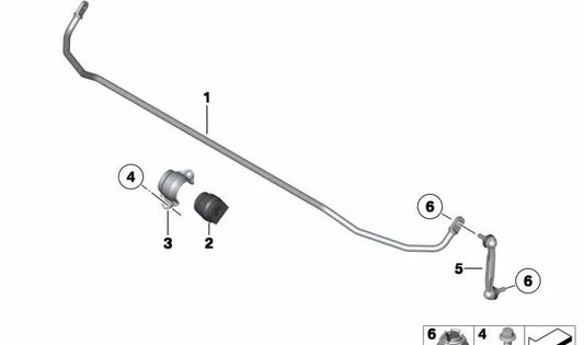 Barra estabilizadora trasera OEM 33556853473 para BMW F20, F21, F22, F23, F30, F31, F32, F33, F36. Original BMW.
