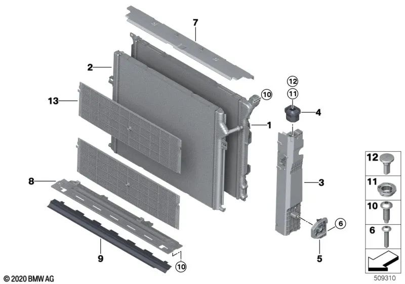 BMW Support Sleeve Series 1 F20, F21, série 2 F22, F23, F87, série 3 F30, F31, F34, F35, F80, série 4 F32, F33, F36, F82, F83 (OEM 17117596923). BMW d'origine