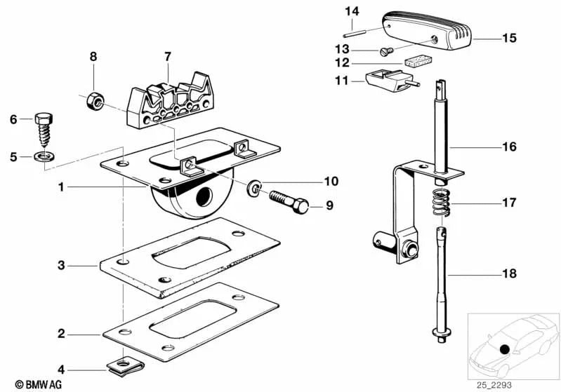 Cylinder bolt for BMW 3 Series E21, E30, E36 5 Series E12, E28, E34 6 Series E24 7 Series E23, E32 (OEM 25161215780). Genuine BMW.