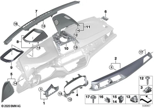 Tampa de degelo da janela do motorista do driver para BMW 5 F90 Series, G30, G31, 6 G32 Series (OEM 51459378560). BMW original
