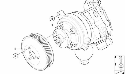 Bomba de asistencia dirección OEM 32416775011 para BMW E60, E61, E63, E64 (525i con motor N52/N53). Mejora la dirección hidráulica. Original BMW.