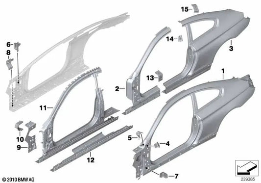 Renforcement du cadre latéral gauche pour BMW F13, F13N (OEM 41217264029). BMW d'origine