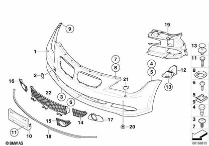 Blende imprimada derecha para BMW E63, E63N, E64, E64N (OEM 51117115708). Original BMW