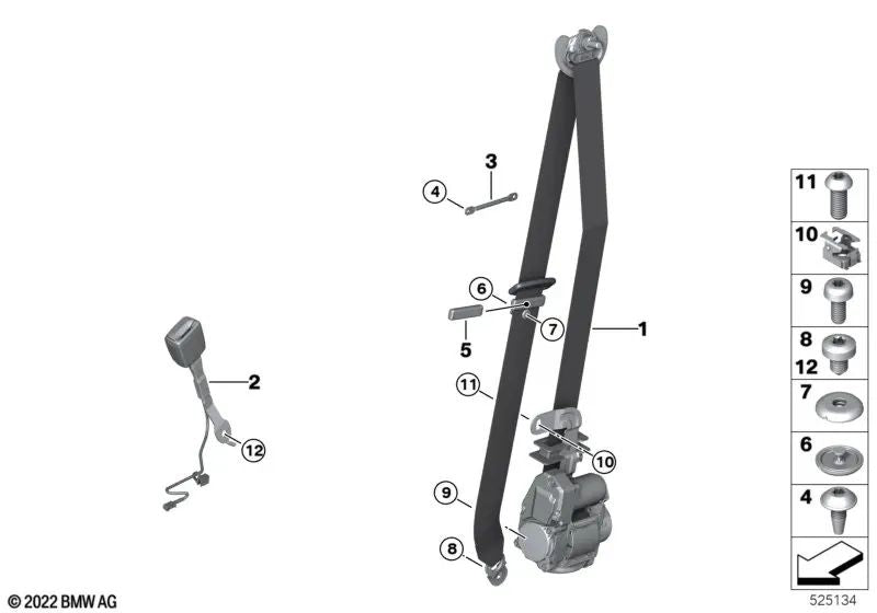 Ceinture avant supérieure gauche pour la série BMW 3 G20, G21, G80 Series 4 G26 (OEM 72119460961). BMW d'origine.