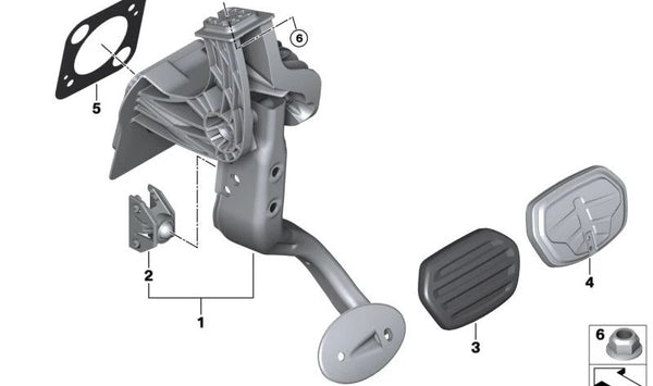 Pedal de freno completo OEM 35007916245 para BMW F70, F74, F65, F66, F67, U06, F78, U11, U12, U10, U25. Compatible con cambio manual y automático. Original BMW.