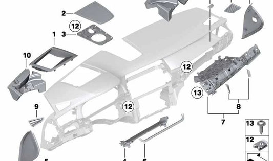 PARTIMENT DE STOCKAGE POUR LA SÉRIE BMW 7 F01, F02 (OEM 51459119797). BMW d'origine
