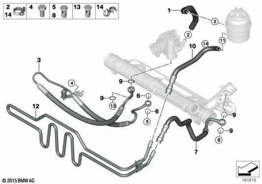 Expansionsrohr für aktive Richtung für BMW E90N, E91N, E92, E92N, E93, E93N (OEM 32416783723). Original BMW