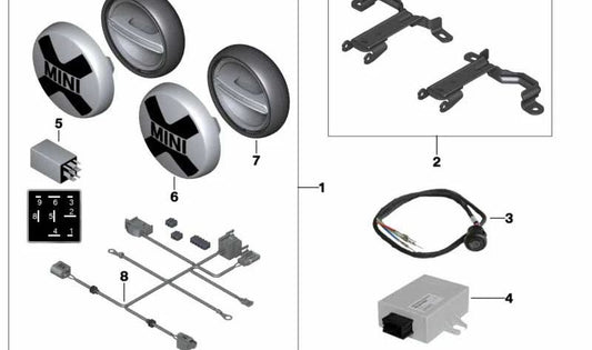 Support pour le phare supplémentaire OEM 63122355769 pour Mini F55, F56, F57 Cabrio. Mini d'origine.