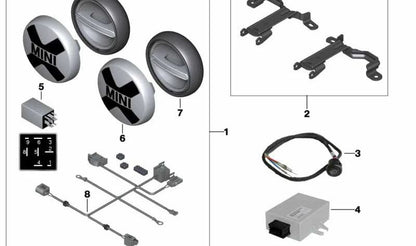 Soporte para faro suplementario OEM 63122355769 para MINI F55, F56, F57 Cabrio. Original MINI.