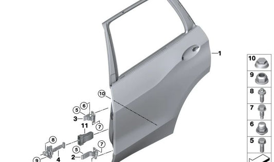Amortiguador de puerta trasera OEM 51227451348 para BMW G18, G07. Original BMW.