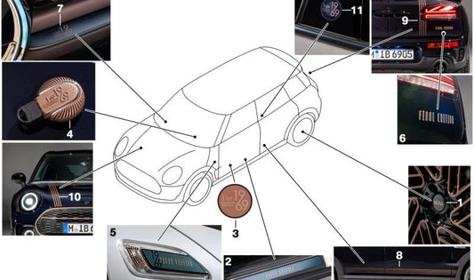 Vinilo adhesivo 3D OEM 82145A7A642 para MINI F54 (Cooper, Cooper D, Cooper S) modelos fabricados del 01/07/2019 al 29/02/2024. Pieza original MINI. Ideal para personalizar tu coche con estilo.