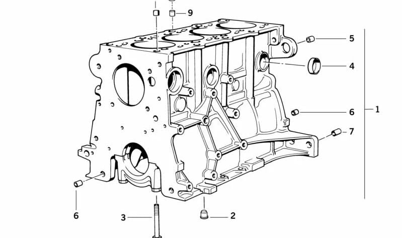 Tapón de cierre motor OEM 11421717989 para BMW E30 316i {AB11, AB12, AB18, AB21, AB22, AC11, AC12, AC18, AC21, AC22}. Original BMW.