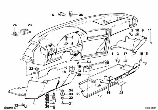 Unterhalb rechts Abdeckung für die BMW 3 E30 -Serie (OEM 51458121916). Original BMW.