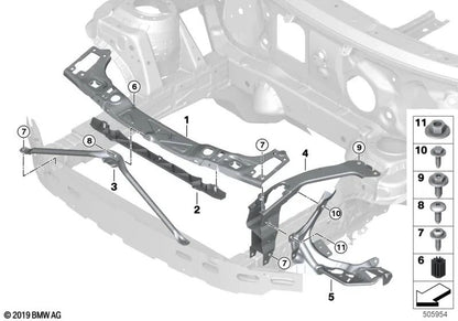 Connessione trasversale frontale per BMW F52 Series 1, Serie 2 F45, F45N, F46, F46N, X1 F48, F48N, F49, F49N, X2 F39 (OEM 51647434544). BMW originale