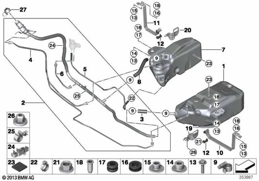 Correia de tensionamento ativada para BMW F07N, F10N, F11N (OEM 16197212609). BMW original.