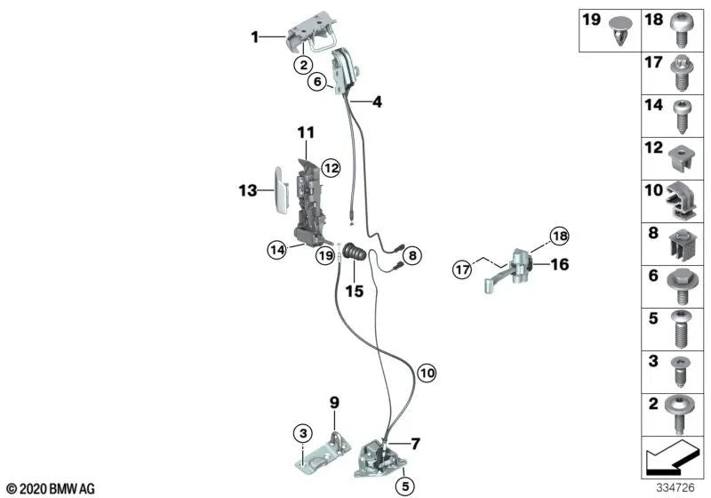 Upper left system lock for BMW I01, I01N (OEM 51227291033). Original BMW.