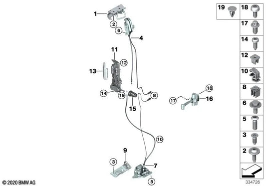 Upper left system lock for BMW I01, I01N (OEM 51227291033). Original BMW.