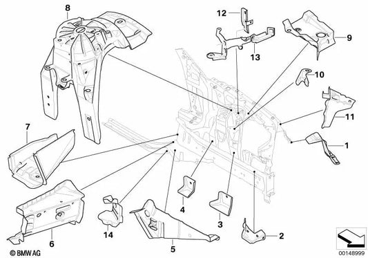 Linkscrashbox -Unterstützung für BMW 5 E60, E60N, E61, E61N 6 E63, E63N, E64, E64N (OEM 41137178979). Original BMW.