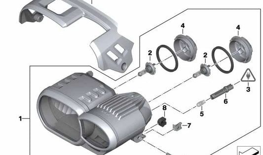 Faro delantero OEM 63128535150 para motos BMW K1200 R, K1200 R Sport, K1300 R. Original BMW Motorrad.