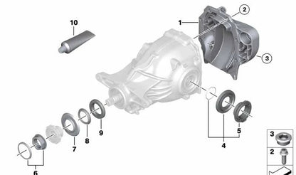 Tapa trasera del diferencial OEM 33118652554 para BMW X3 G01 y X4 G02 (xDrive30d). Compatibilidad total: G01, G02. Pieza original BMW.