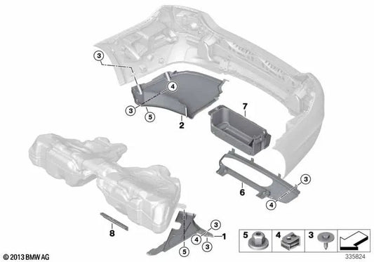 Rear right cover for BMW 5 Series F07N (OEM 51757349702). Original BMW