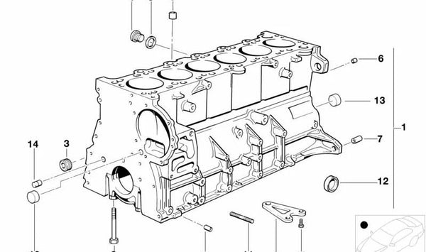 Bloque motor completo con pistones OEM 11111433711 para BMW E36 y E39. Recambio original BMW.