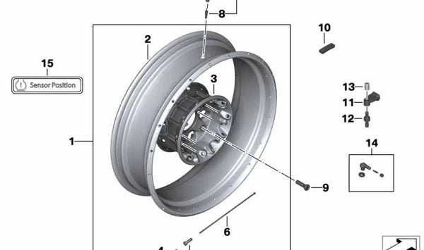 Llanta trasera dorada OEM 36318404335 para BMW Motorrad R 1250 GS (RK50) y R 1250 GS Adventure (RK51) de 2018 a 2024. Medida 4.5x17. Original BMW Motorrad.