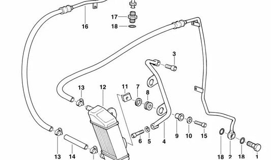 Tubería de aceite de admisión OEM 17221341743 para motos BMW R850R, R1100R. Original BMW Motorrad.