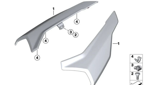 Pieza lateral trasera izquierda OEM 46639443393 para motos BMW S 1000 R (K63), M 1000 R (K66)... y más. Original BMW Motorrad.
