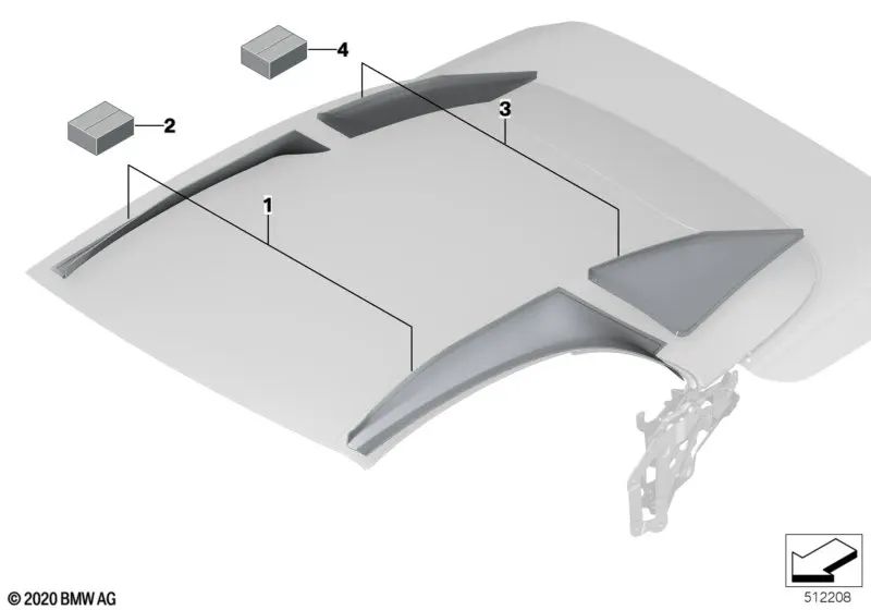 Side interior trim mounting kit for BMW 4 Series G23, G83 (OEM 54345A05DF3). Original BMW