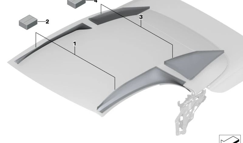 Revestimiento lateral techo interior delantero OEM 54345A05DF2 para BMW G23 420d, 420i, 430i, 430d (todos los modelos). Original BMW.