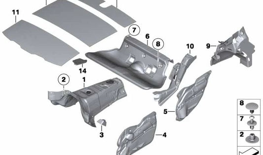 Akustische rechte Haustür OEM 51482992422 für BMW x1 E84 {SDRIVE16D, SDRIVE16I, SDRIVE18D}. Original BMW.