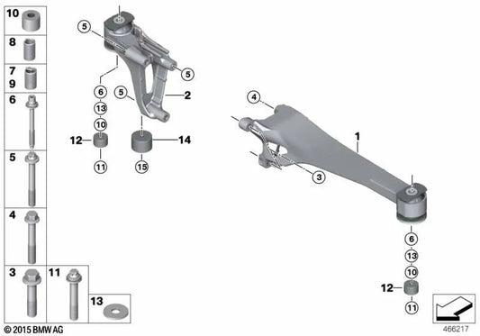 Linksübertragungsunterstützung für BMW 2 F45, F45N, X1 F48N, F49, X2 F39, Mini F60, F60N (OEM 3336859793). Original BMW.