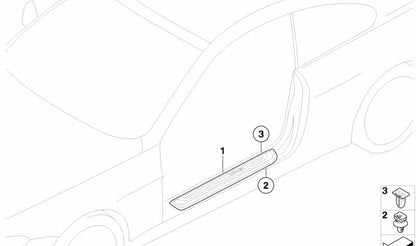 Embellecedor derecho entrada M OEM 51477898230 para BMW 6er E63, E63N, E64, E64N. Pieza original BMW.