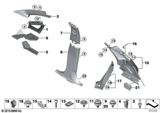 LID PILAL B inférieur pour BMW F45, F46 (OEM 51437359849). BMW d'origine