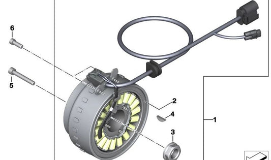 Juego alternador con marcha libre OEM 12311540516 para motos BMW G 310 GS, G 310 R. Original BMW Motorrad.