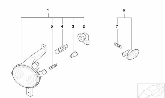 Portalámpara luces intermitentes OEM 63127169480 para MINI R50, R53, Cabrio R52. Original MINI.