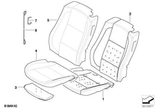 Left Leather Backrest Base Cover for BMW E64, E64N (OEM 52109137361). Original BMW