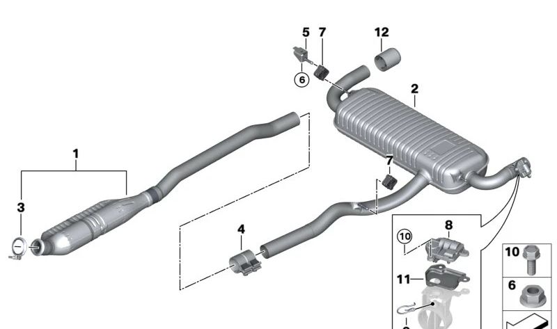 Silenciador traseiro com válvula de escape para BMW F40, F39 (OEM 18308744677). BMW original