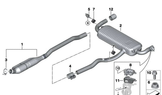 Silenziatore posteriore con valvola di scarico per BMW F40, F39 (OEM 1830874677). BMW originale