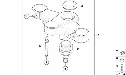 Perno de horquilla superior OEM 31427670289 para BMW Motorrad R 1200 ST (K28) 2003-2007. Original BMW Motorrad.