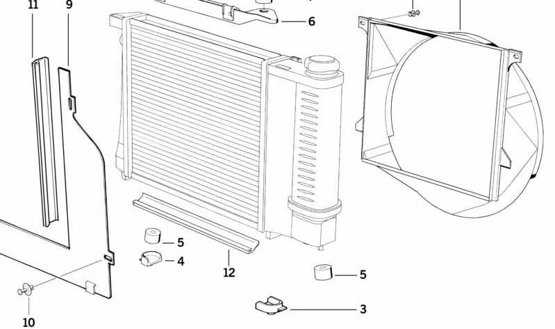 Cubierta del radiador OEM 17111712829 para BMW E30. Original BMW.