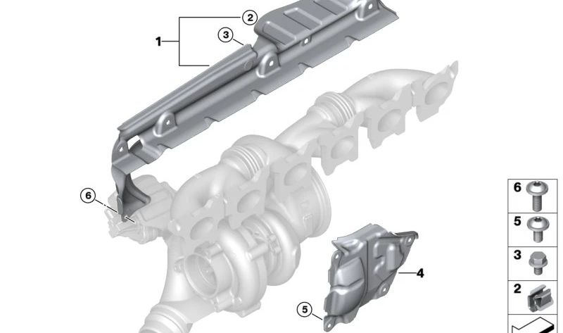 Protector térmico inferior para turbo OEM 11798679023 para BMW G42, G20, G21, G22, G23, G26, G30, G31, G32, G11, G12, G14, G15, G16, G01, G02, G05, G18, G06, G07, G29. Original BMW.