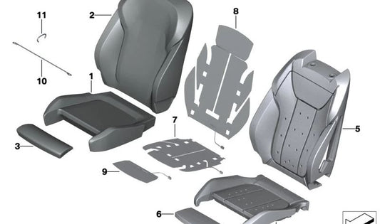 Left Leather Sports Seat Cover for BMW G42, G22 (OEM 52109466675). Original BMW.