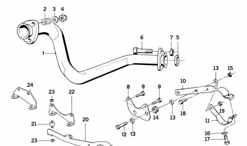 Soporte del sistema de escape OEM 18202242227 para BMW E30. Original BMW.
