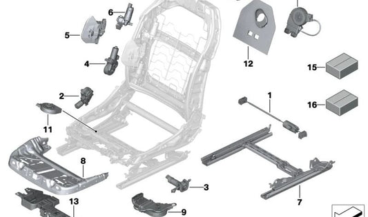 Seat longitudinal adjustment left for BMW 7 Series G70 (OEM 52105A47D15). Original BMW.